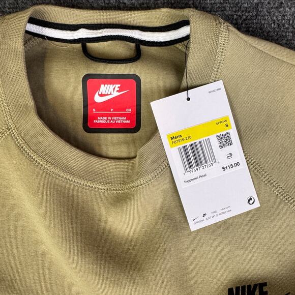 Nike Sportswear Tech Fleece Crewneck Men's Size Small Sweatshirt Tan Black $115 - Picture 4 of 7